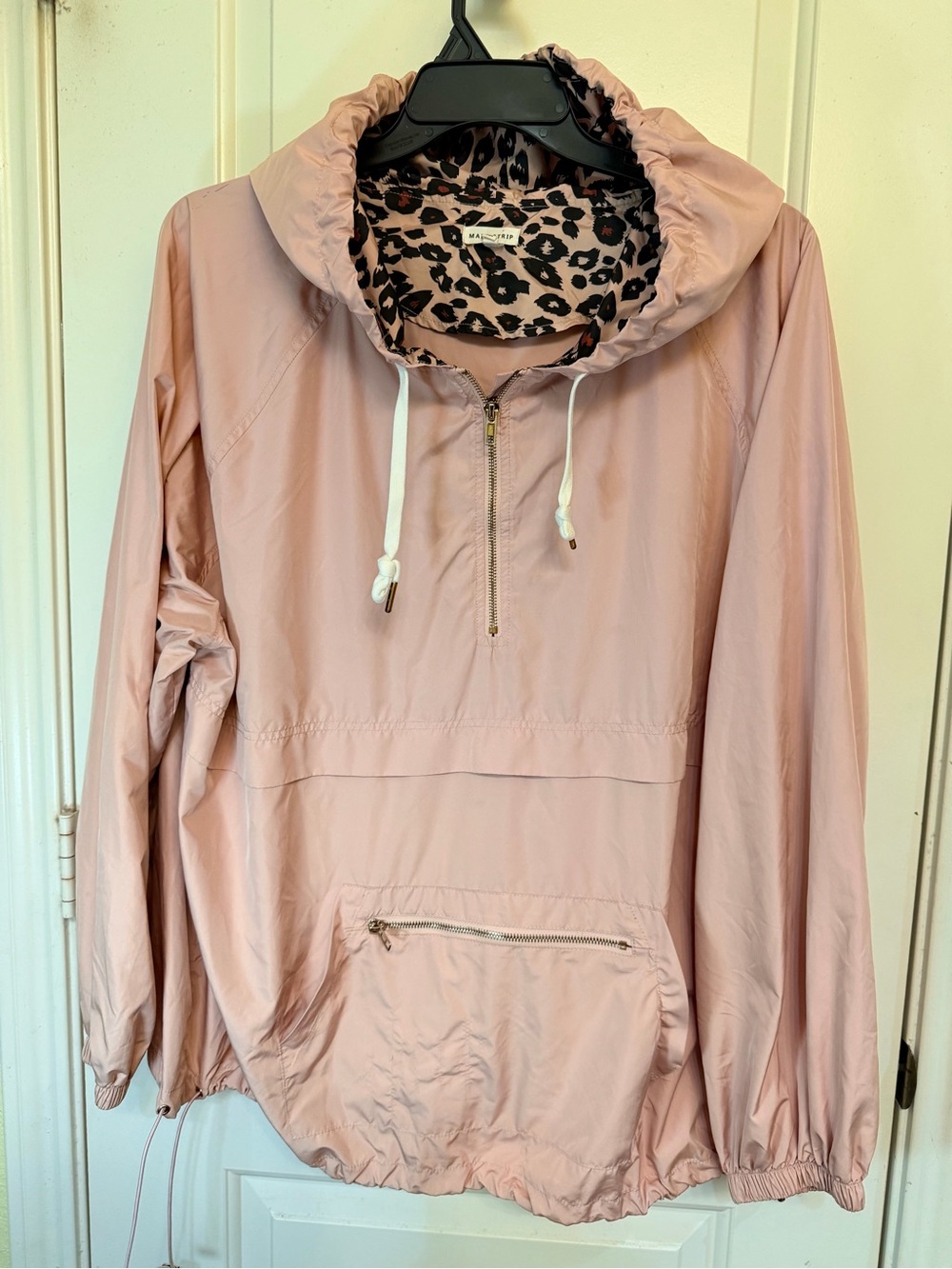 MAIN STRIP Leopard Lined Pink Anorak Pullover Jacket 3XL